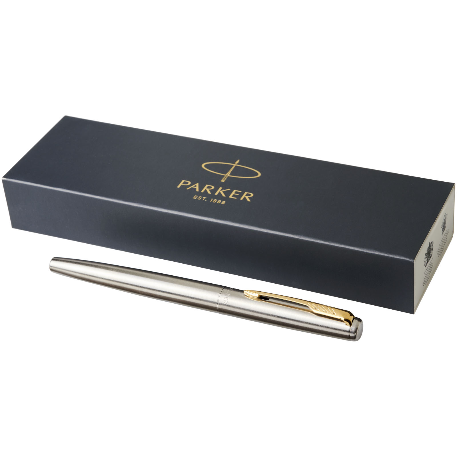 Parker pluma estilográfica de acero inoxidable Jotter (tinta azul)