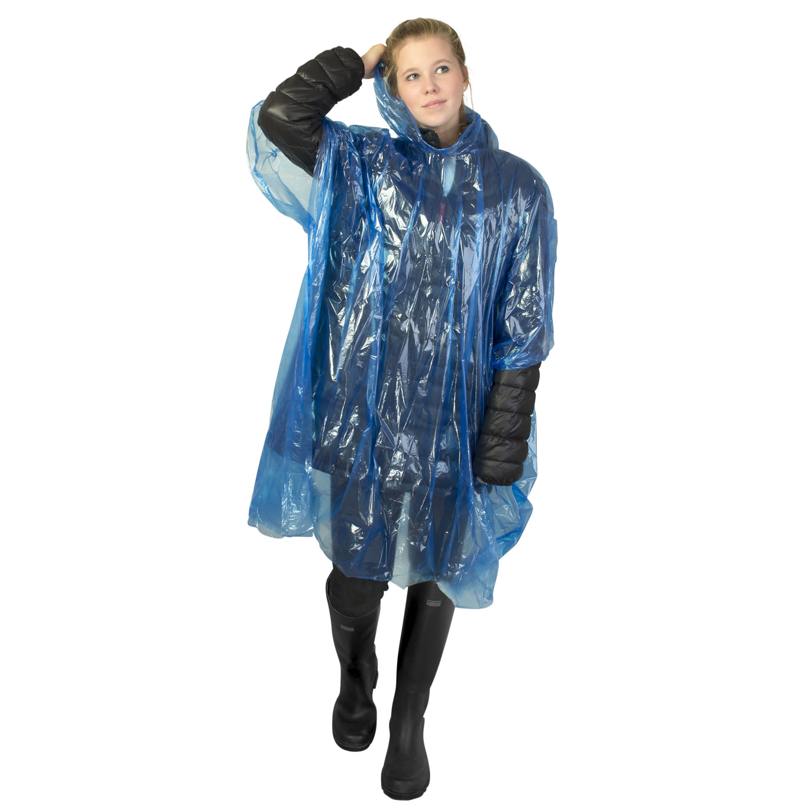 Poncho de lluvia desechable de material reciclado con bolsa de almacenamiento Mayan