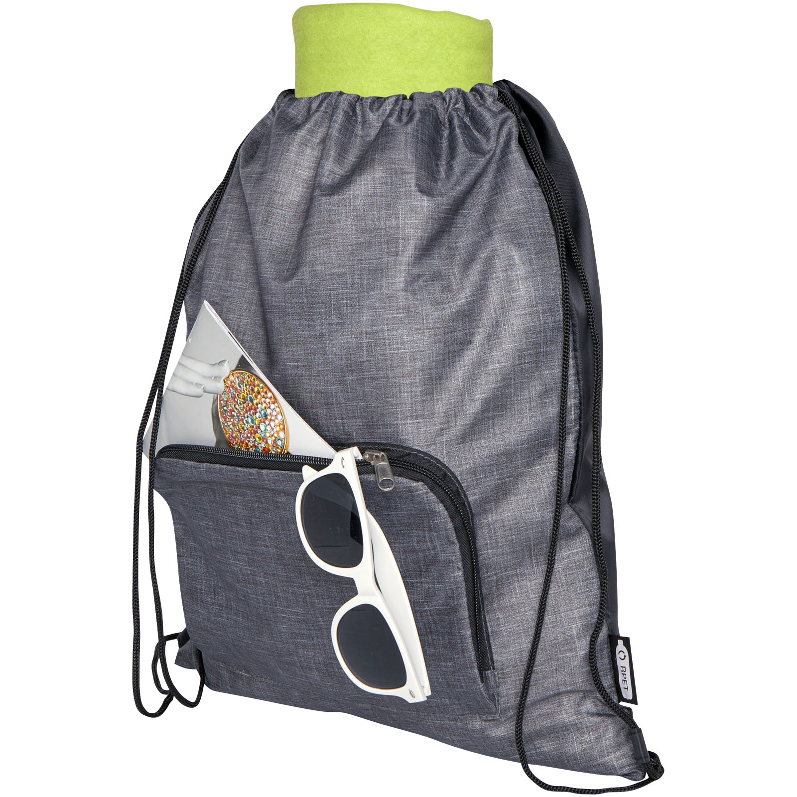 Bolsa con cordón plegable reciclada de 7L Ash