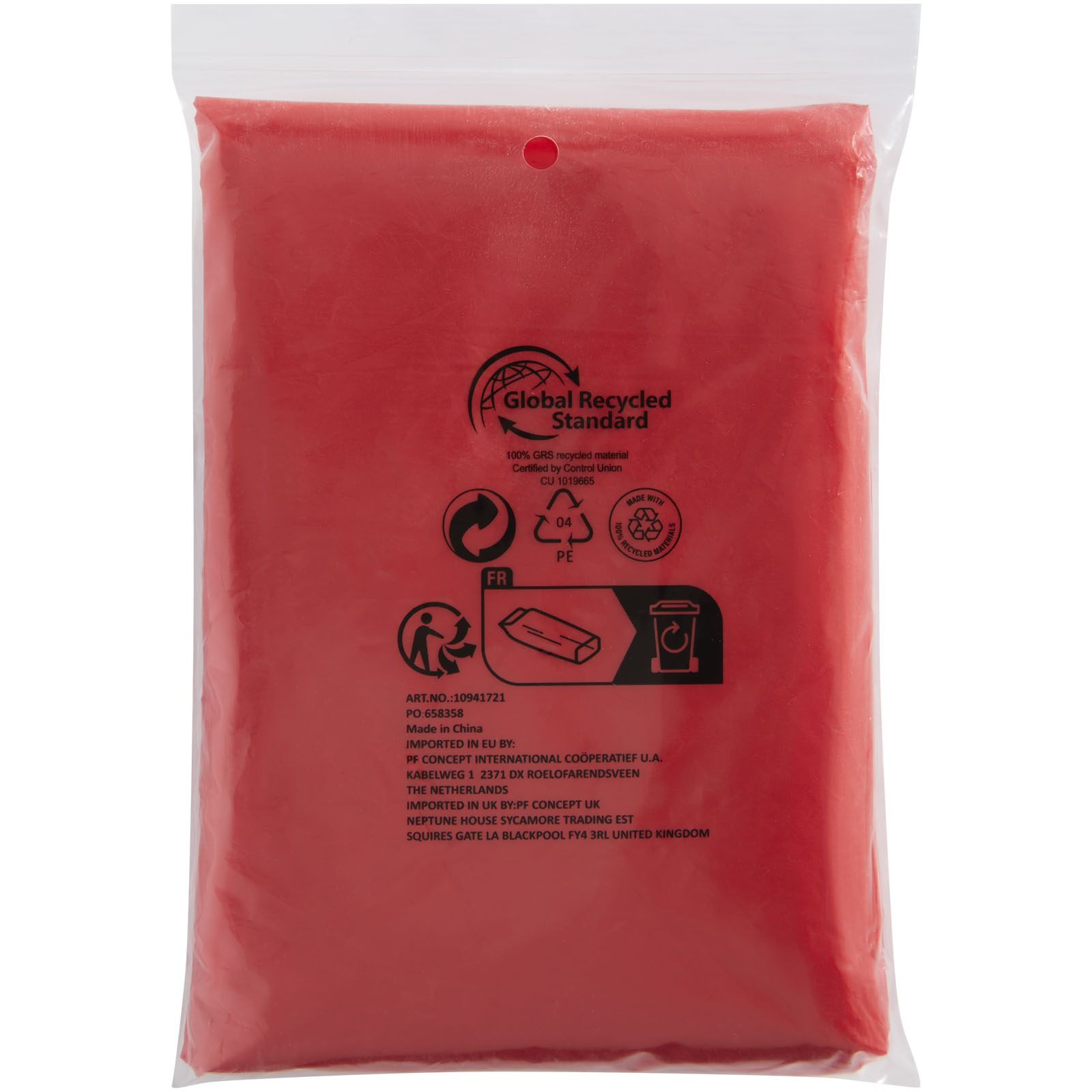 Poncho de lluvia desechable de material reciclado con bolsa de almacenamiento Mayan