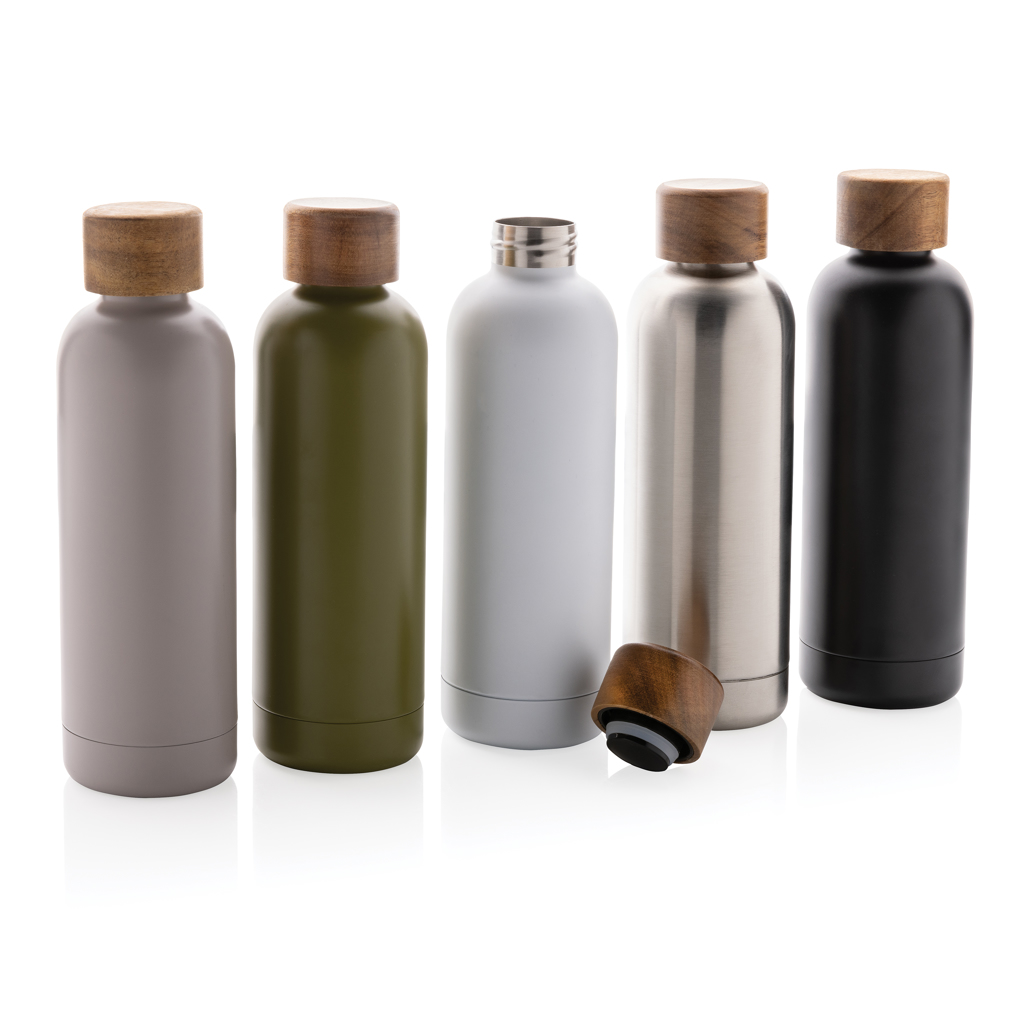 Botella Wood de acero inoxidable reciclado certificado RCS
