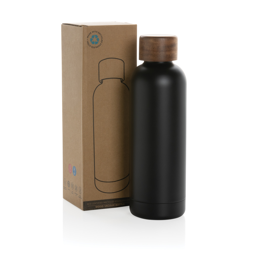 Botella Wood de acero inoxidable reciclado certificado RCS