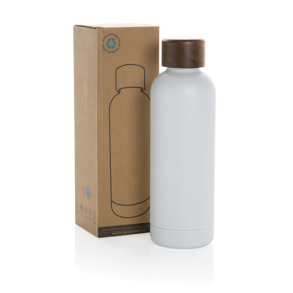 Botella Wood de acero inoxidable reciclado certificado RCS