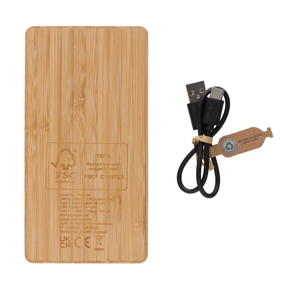 Batería solar de bambú Sunwick 10.000 mah