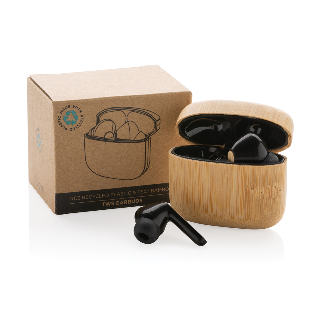 Auriculares TWS de bambú y plástico reciclado RCS