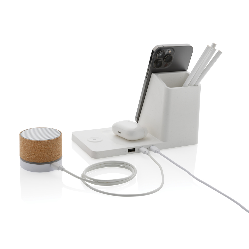 Cargador Ontario RCS plástico reciclado/bambú 15W 3 en 1