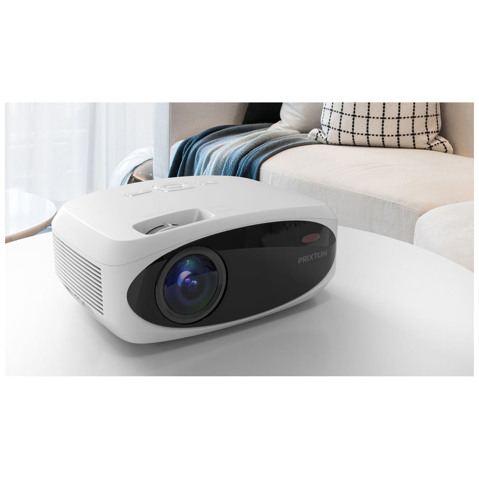 Proyector Prixton P50 Picasso con panel de fondo blanco de 100