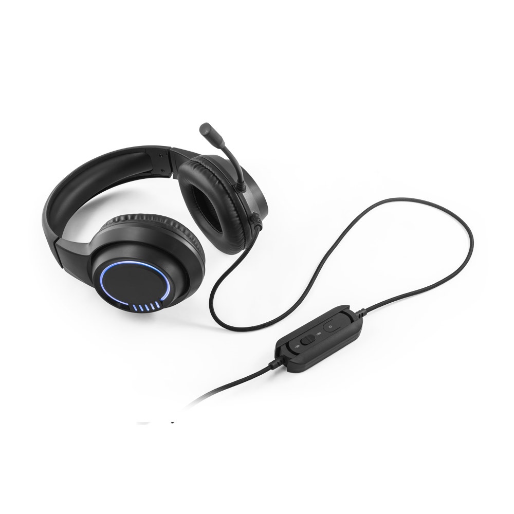 Thorne Headset RGB. Auriculares ABS con cable de 2m, micrófono y luces LED RGB