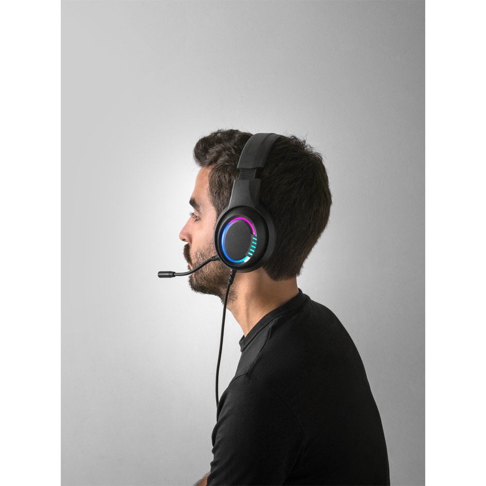Thorne Headset RGB. Auriculares ABS con cable de 2m, micrófono y luces LED RGB