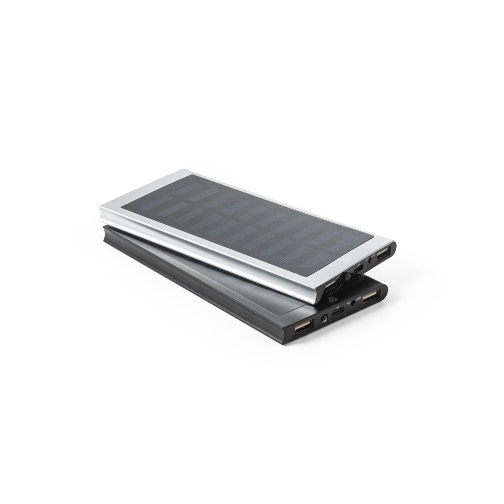 CLERK. Power bank 8'000 mAh con panel solar en aluminio 100% reciclado