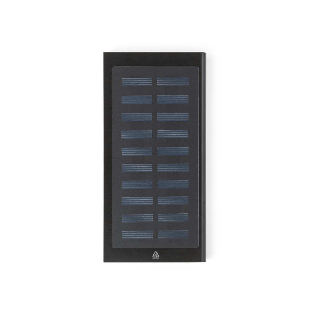CLERK. Power bank 8'000 mAh con panel solar en aluminio 100% reciclado