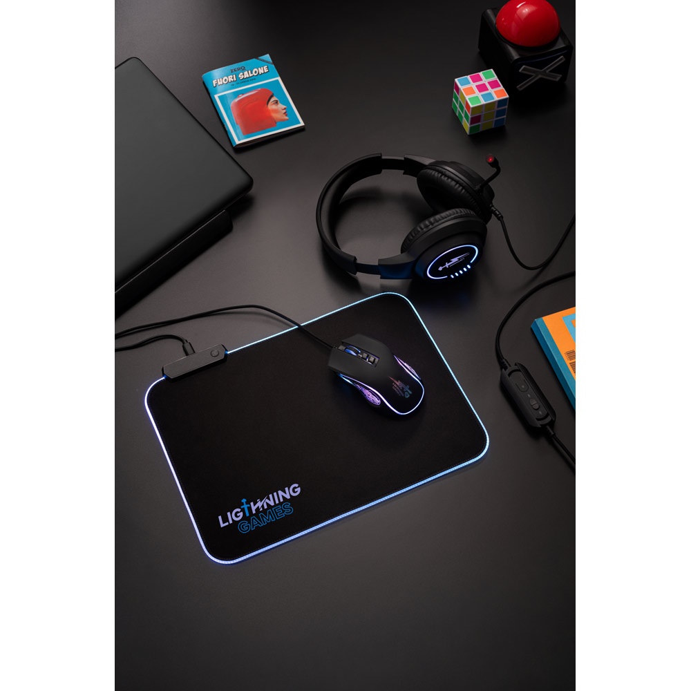 THORNE MOUSEPAD RGB. Alfombrilla de ratón gaming con luces LED RGB, fabricada en poliéster