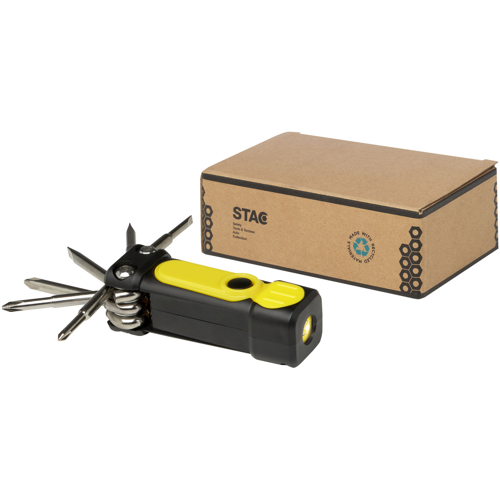 Set de destornilladores de plástico reciclado 8 en 1 RCS con linterna Octo