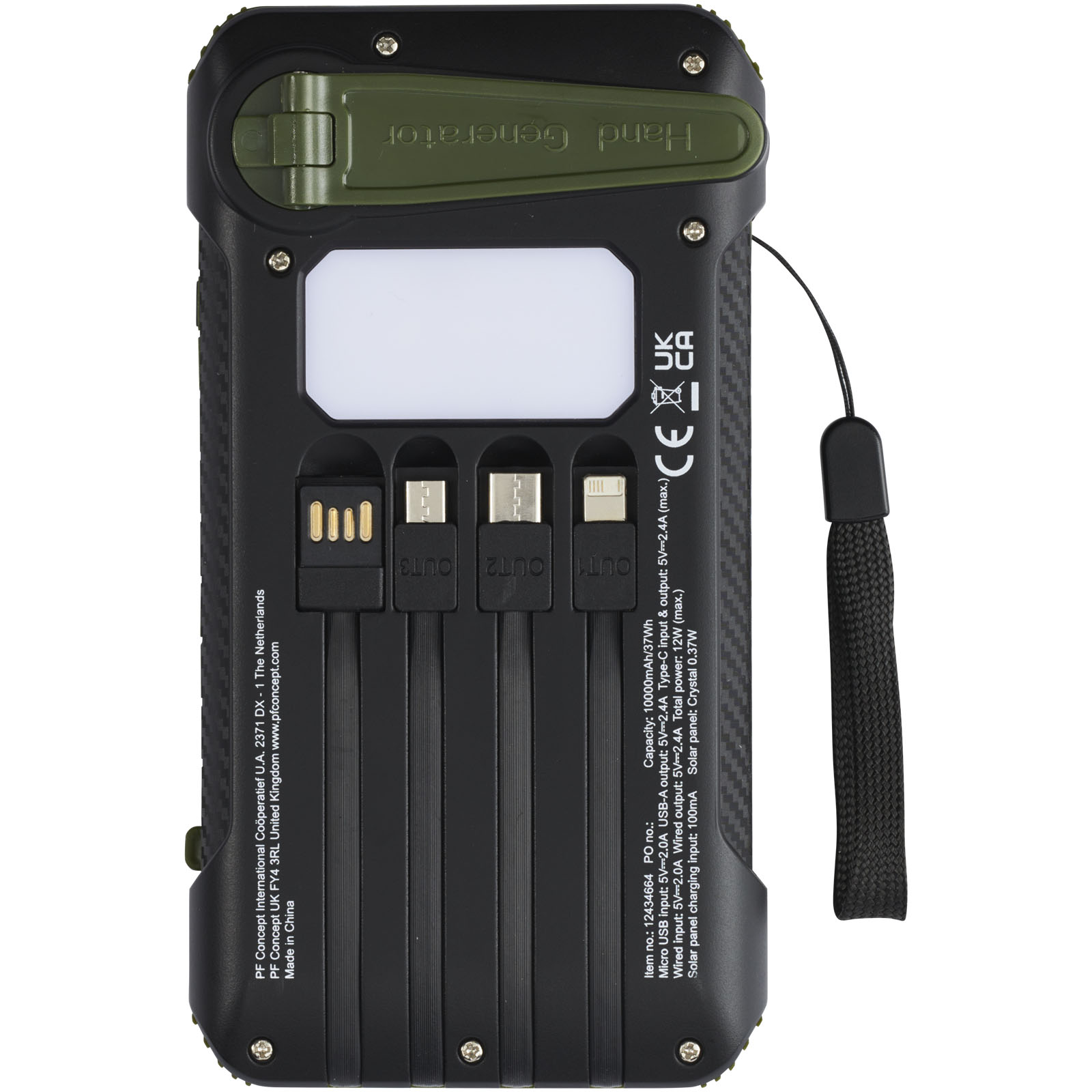 Batería externa de dinamo solar en plástico reciclado de 10 000 mAh con certificación RCS  Soldy
