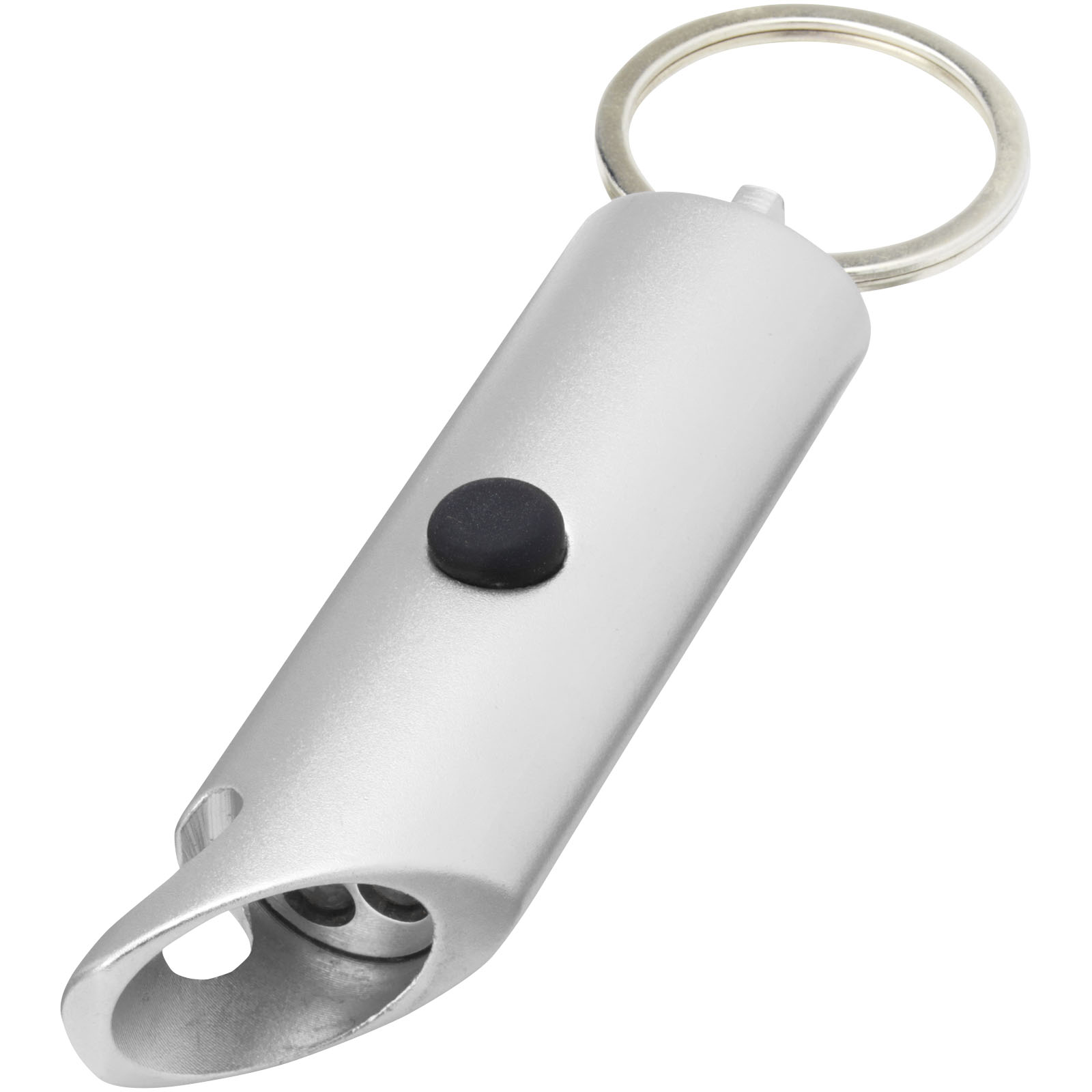 Luz LED IPX de aluminio reciclado y abrebotellas con llavero Flare