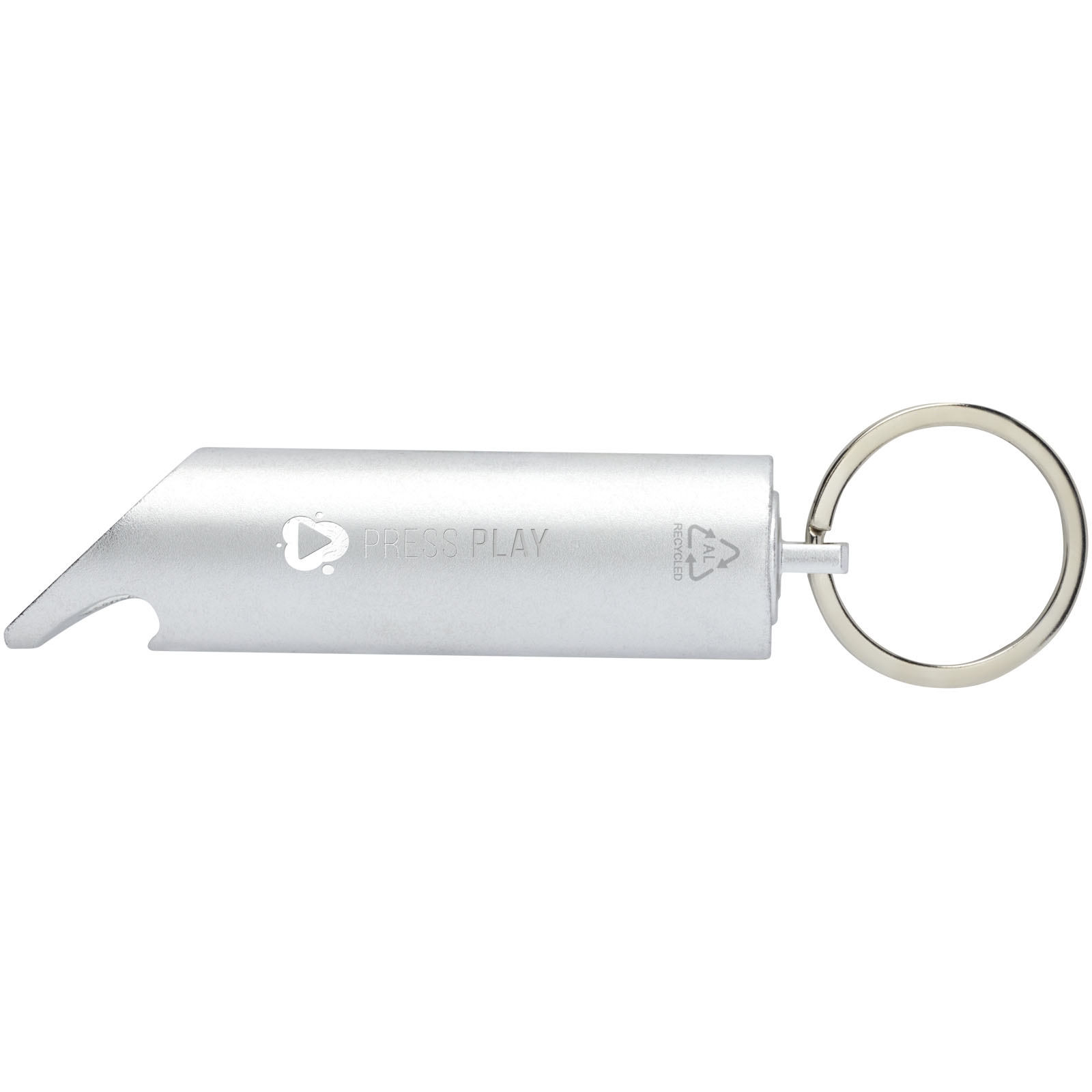 Luz LED IPX de aluminio reciclado y abrebotellas con llavero Flare