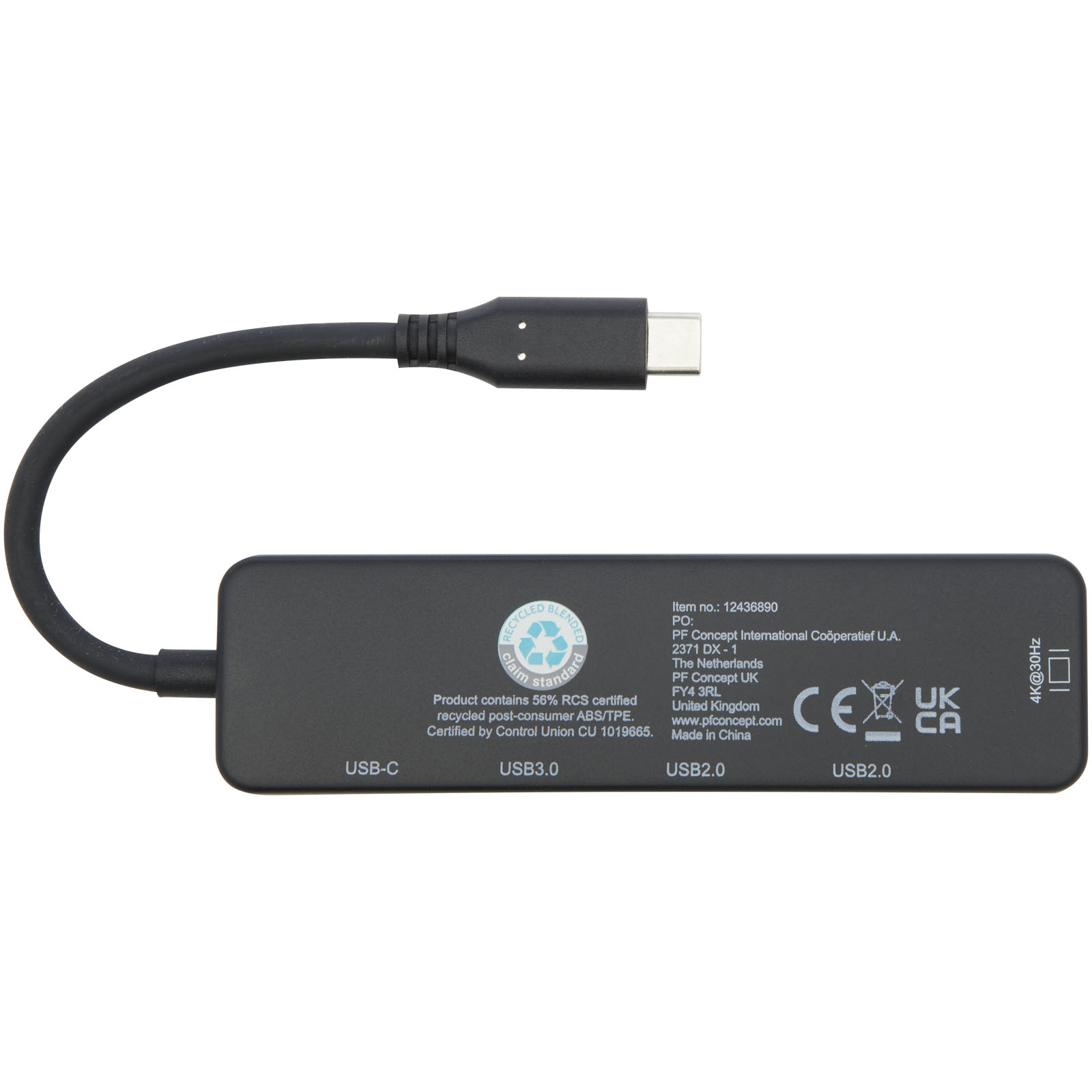 USB 2.0-3.0 con adaptador multimedia de plástico reciclado con puerto HDMI y certificación RCS  Loop