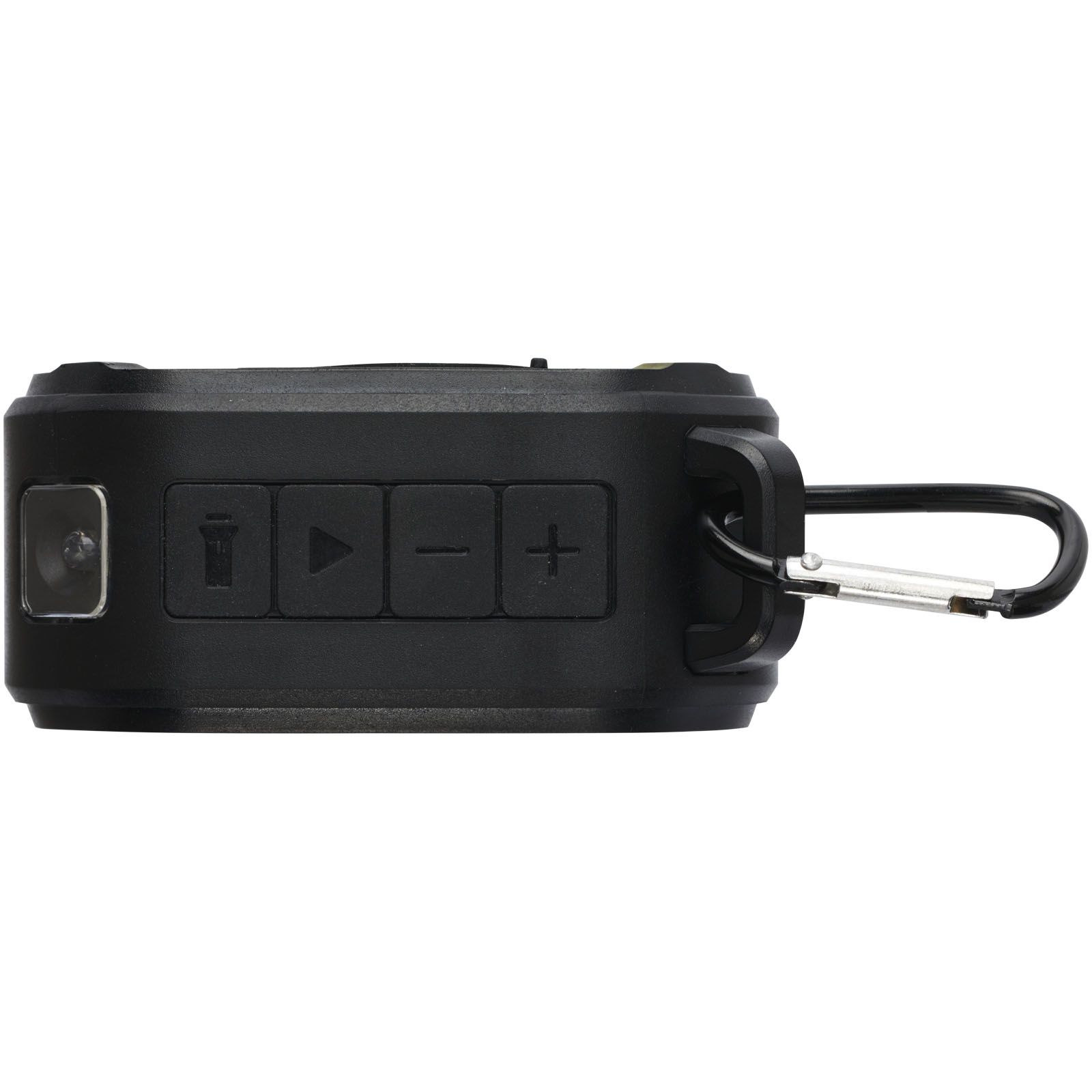 Altavoz solar Bluetooth IPX5 de 3W con mosquetón en plástico reciclado con certificación RCS Solo