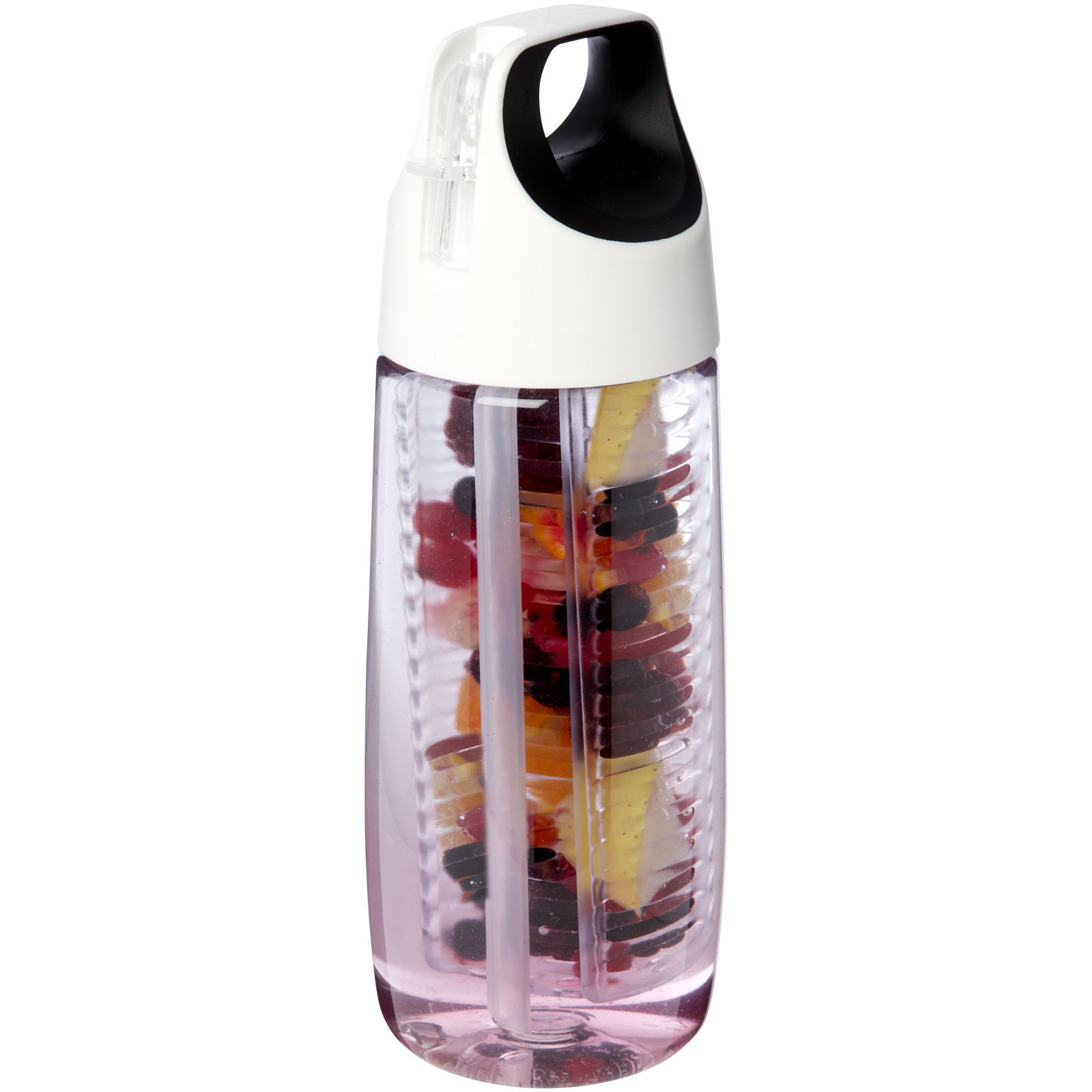 Bidón deportivo en plástico reciclado de 700 ml con tapa Flip e infusor HydroFruit