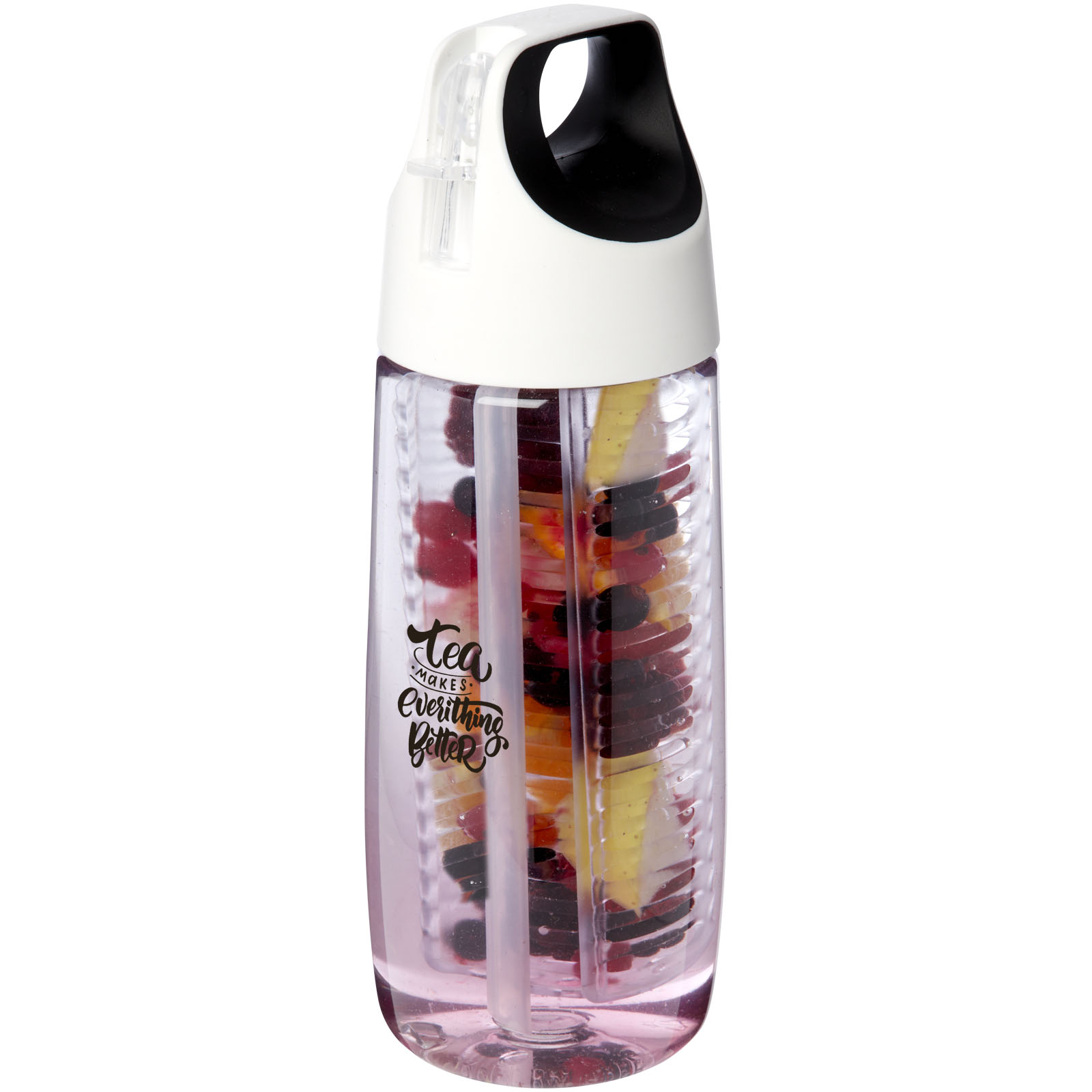 Bidón deportivo en plástico reciclado de 700 ml con tapa Flip e infusor HydroFruit
