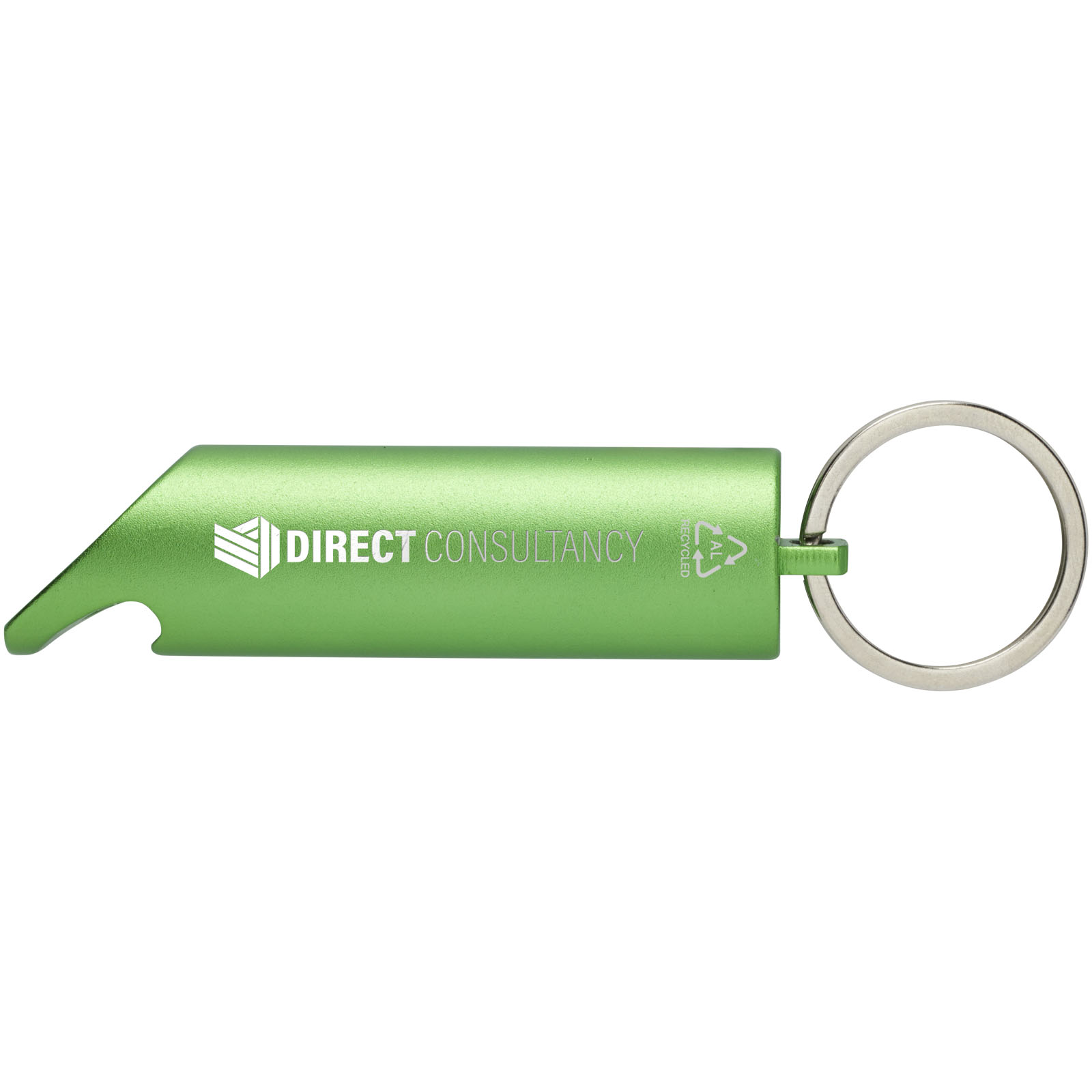 Luz LED IPX de aluminio reciclado y abrebotellas con llavero Flare