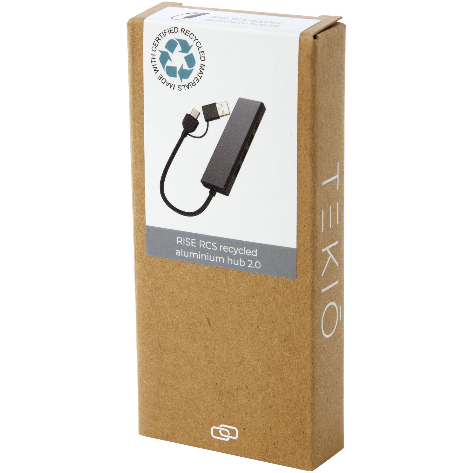 Hub USB 2.0 de aluminio reciclado con certificación RCS Rise