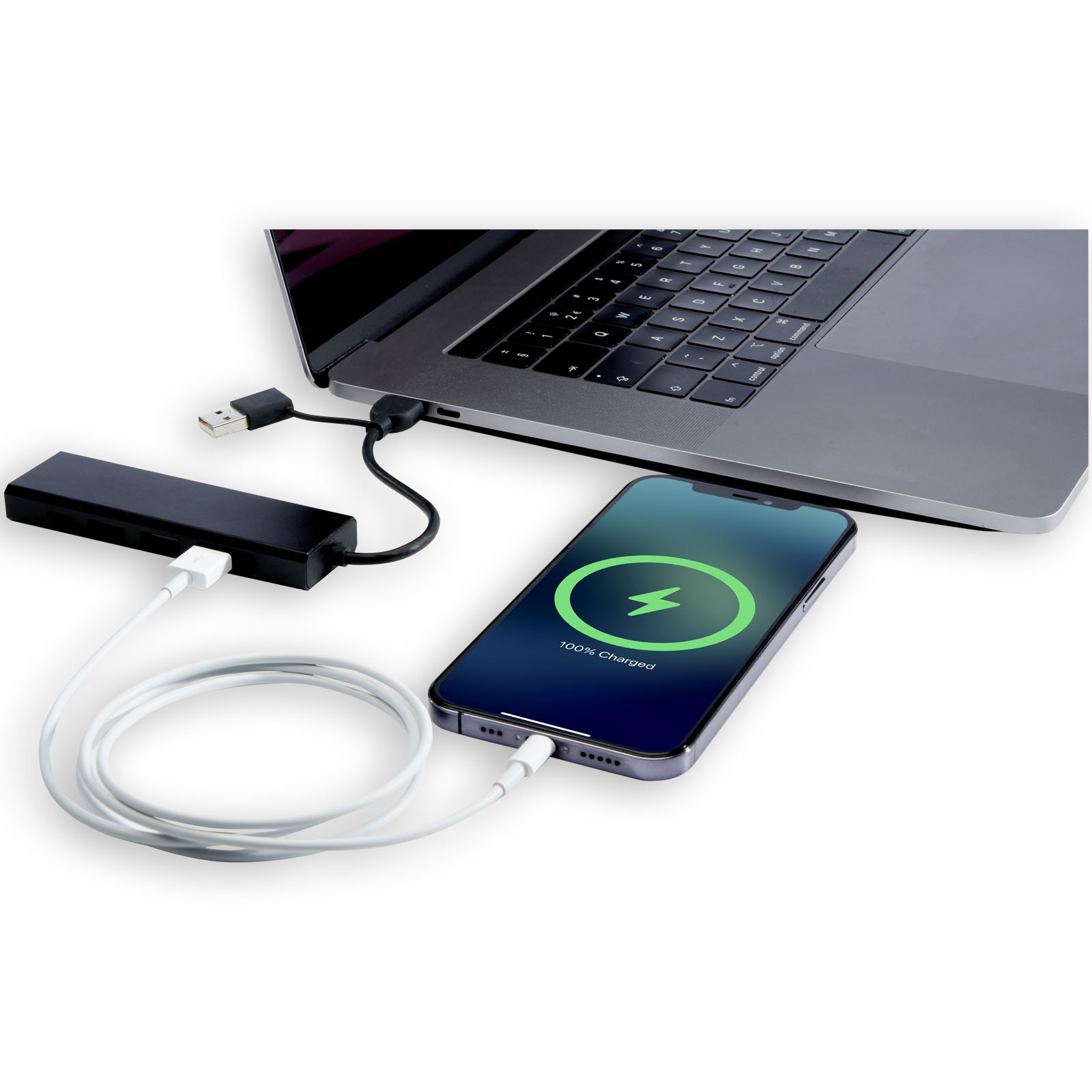 Hub USB 2.0 de aluminio reciclado con certificación RCS Rise