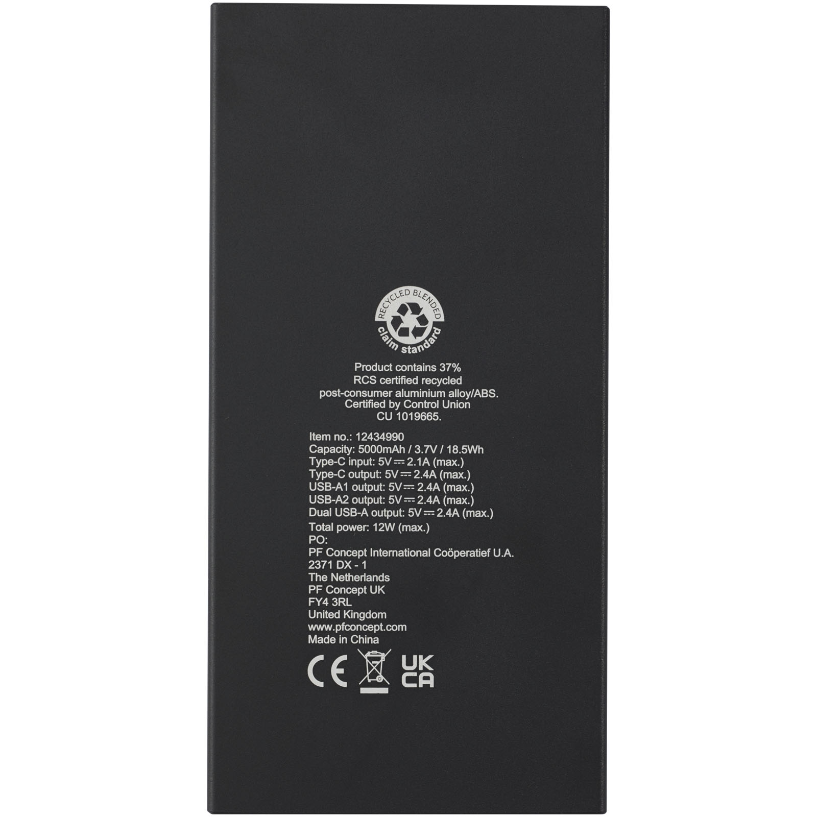 Batería externa de 5000 mAh en aluminio reciclado Connect