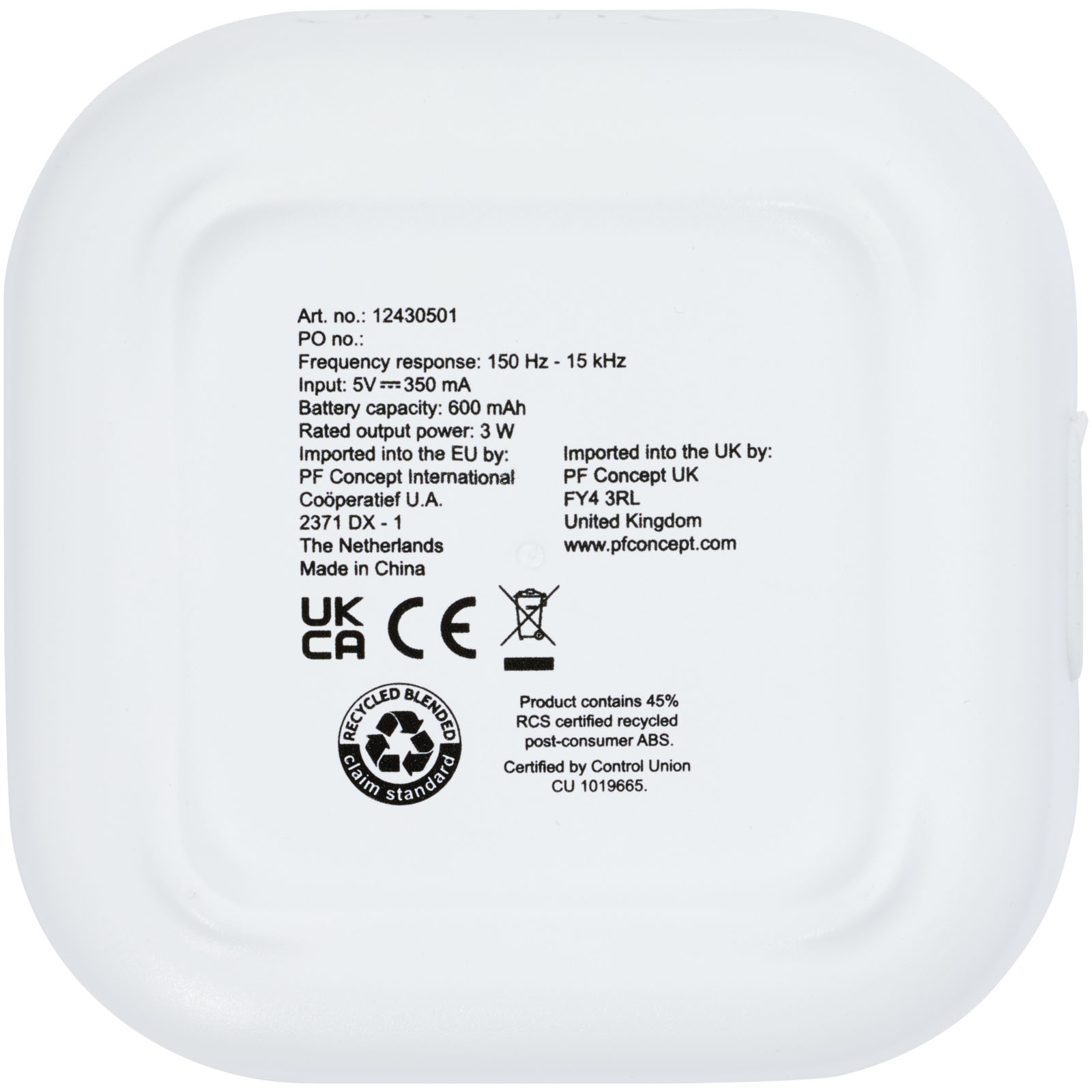 Minialtavoz Bluetooth® de plástico reciclado 2.0 de 3 W con certificación RCS Stark