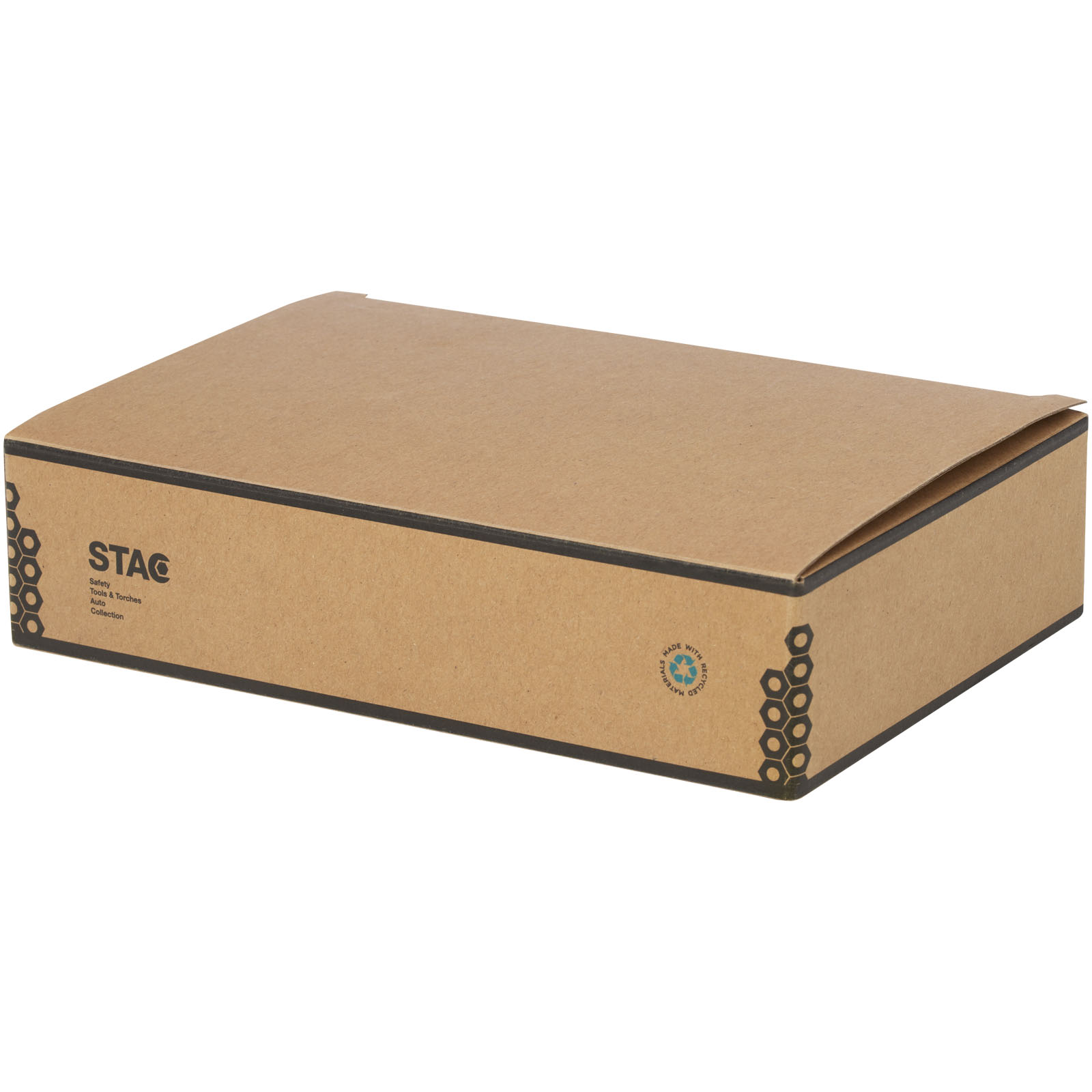 Set de herramientas de plástico reciclado con certificación RCS de 24 piezas con funda de corcho Spike