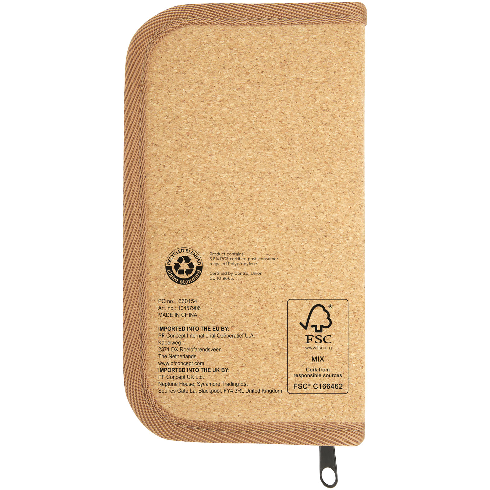 Set de herramientas de plástico reciclado con certificación RCS de 24 piezas con funda de corcho Spike