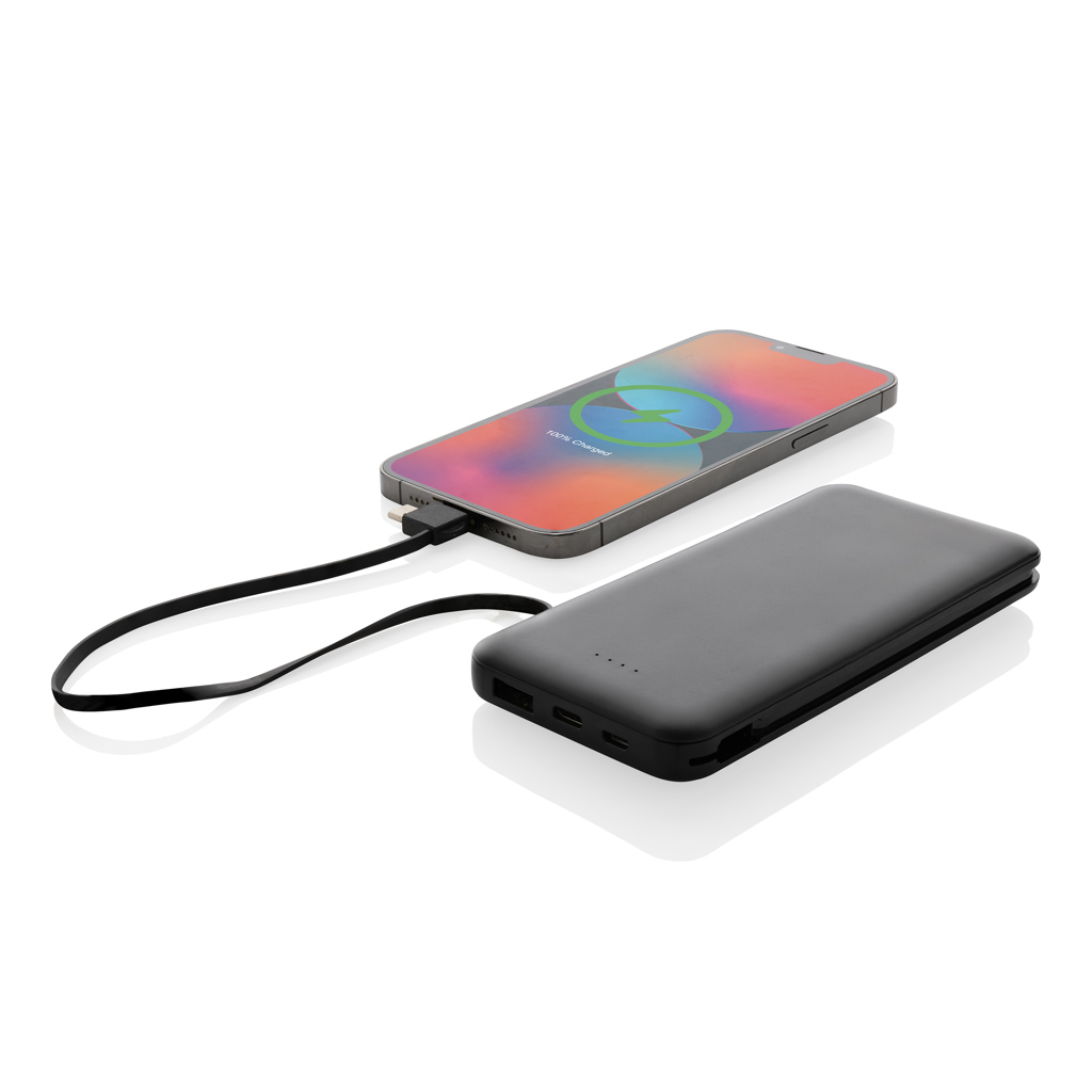 Powerbank RCS plástico reciclado 10.000 mAh cable integrado
