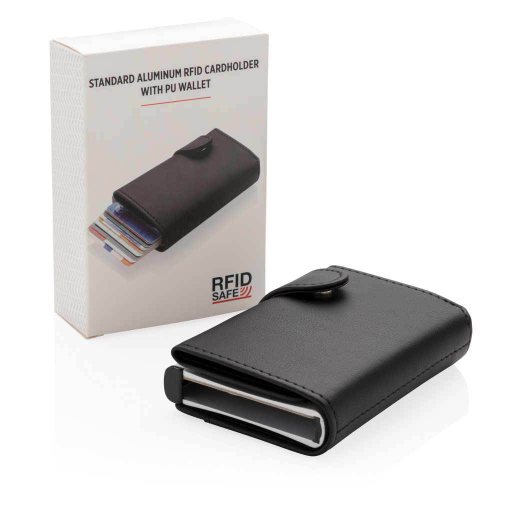 Tarjetero RFID de aluminio estándar con billetera de PU