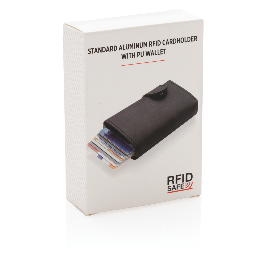 Tarjetero RFID de aluminio estándar con billetera de PU