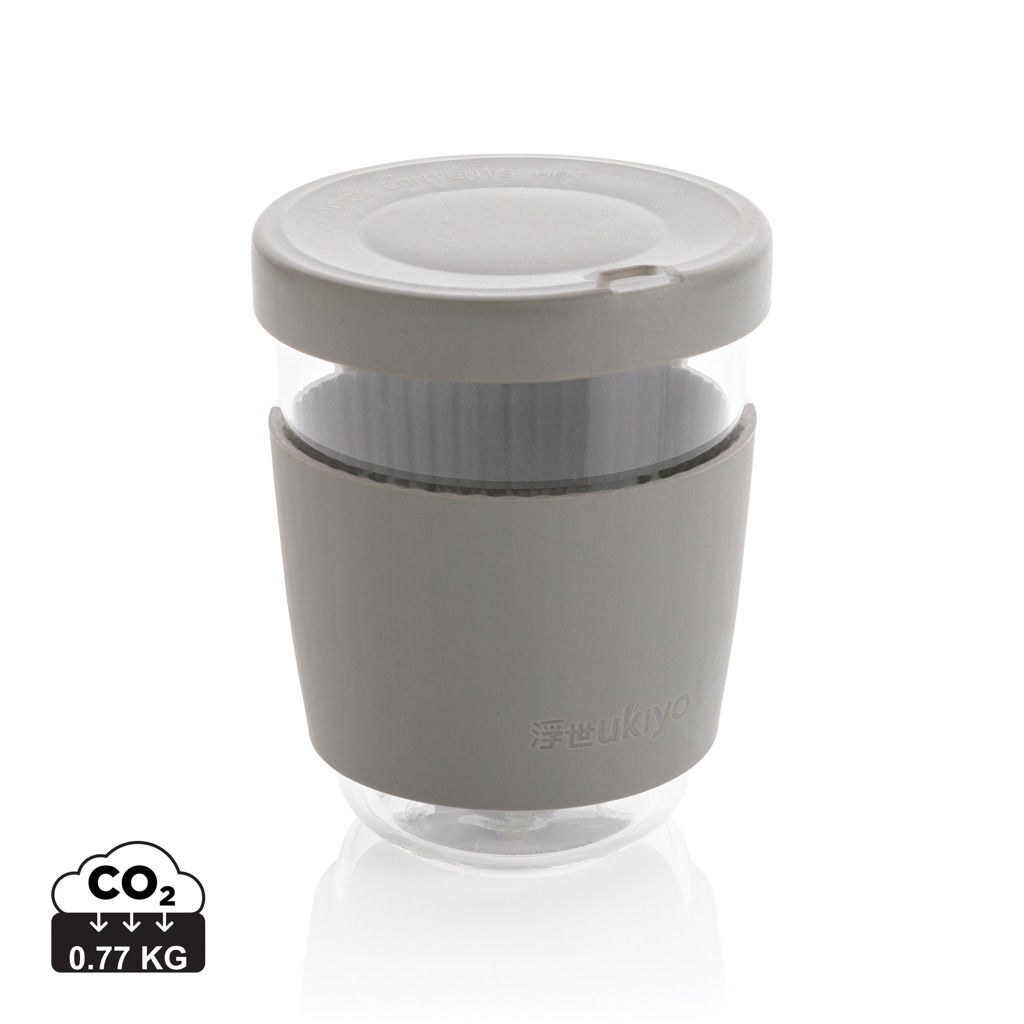 Vaso de borosilicato Ukiyo con tapa y funda de silicona