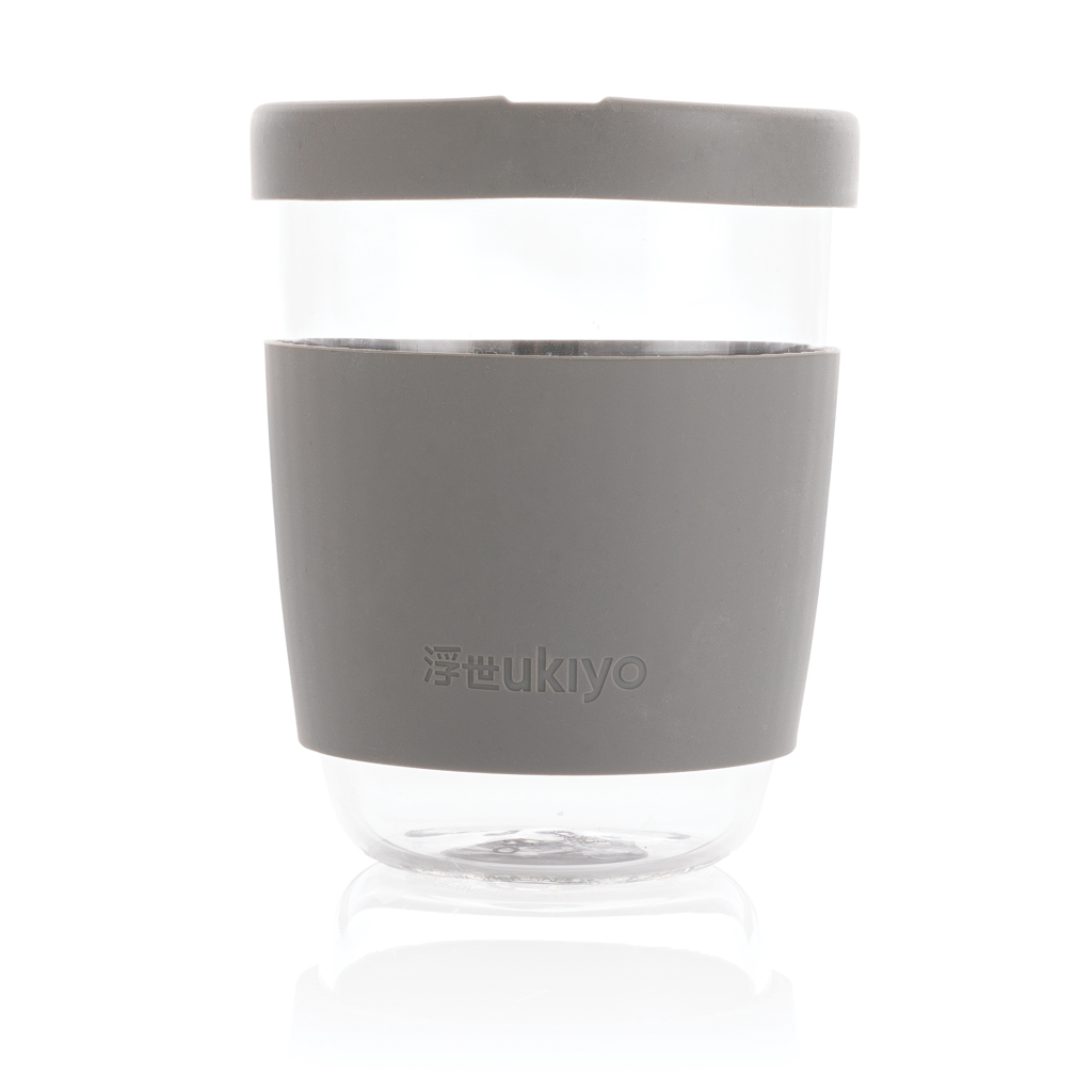 Vaso de borosilicato Ukiyo con tapa y funda de silicona