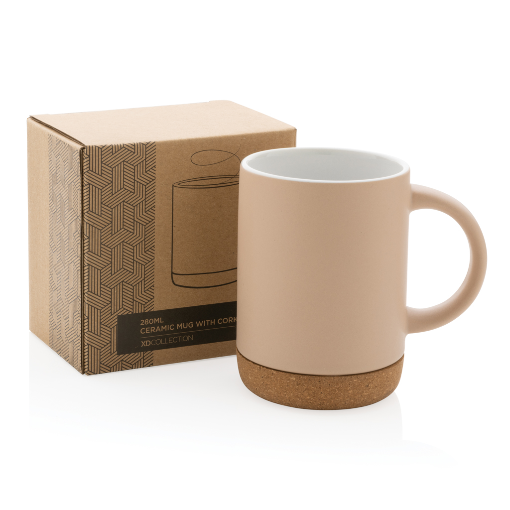 Taza de cerámica con base de corcho 280ml.