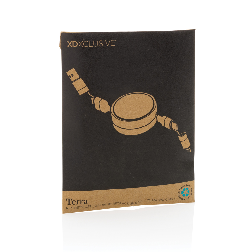 Cable retráctil 6 en 1 de aluminio reciclado Terra RCS