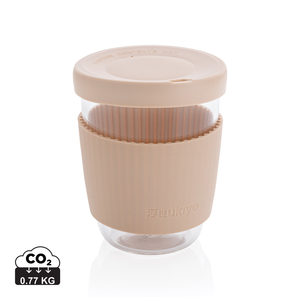 Vaso de borosilicato Ukiyo con tapa y funda de silicona