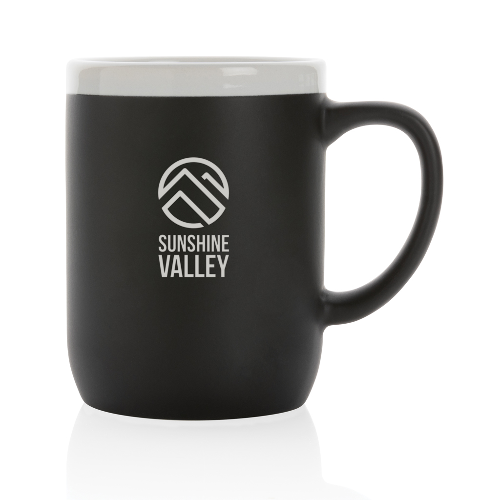 Taza de cerámica con borde blanco 300ml.