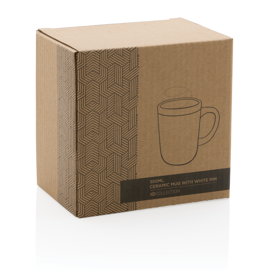 Taza de cerámica con borde blanco 300ml.