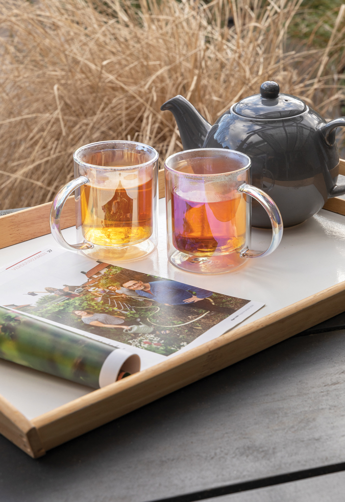Taza de lujo de vidrio galvanizado de doble pared