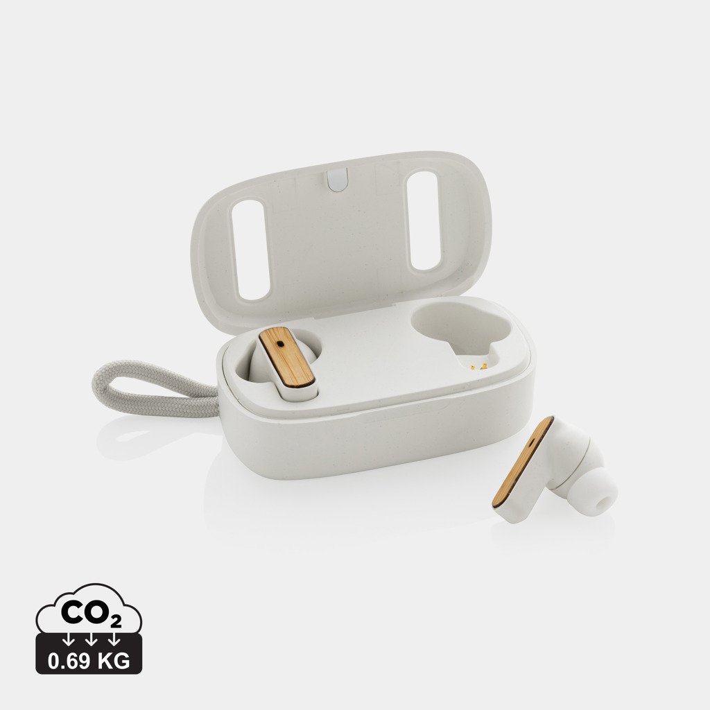 Auriculares TWS de plástico reciclado RCS y bambú