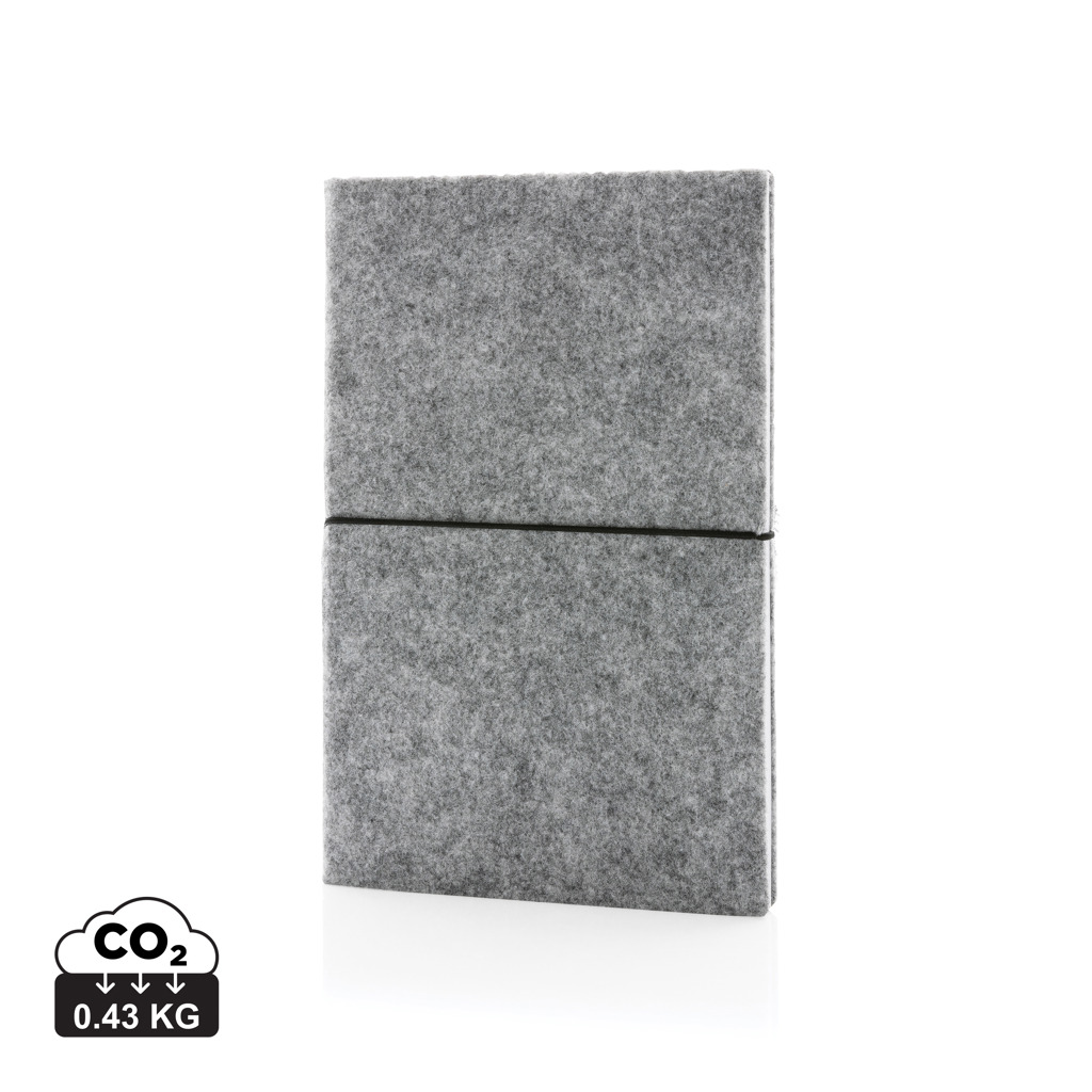 Libreta A5 tapa blanda de fieltro reciclado certificado GRS