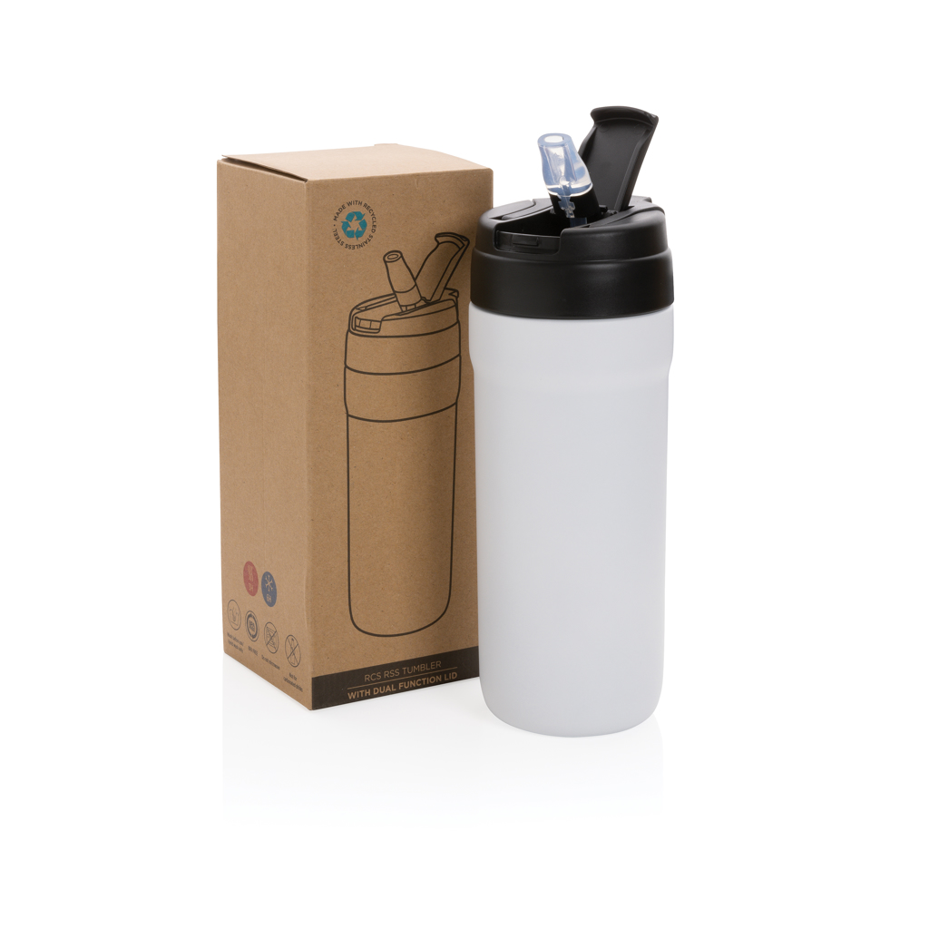Botella RCS acero inoxidable reciclado tapa fría y caliente