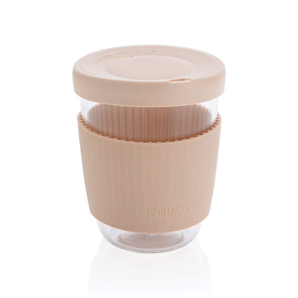 Vaso de borosilicato Ukiyo con tapa y funda de silicona