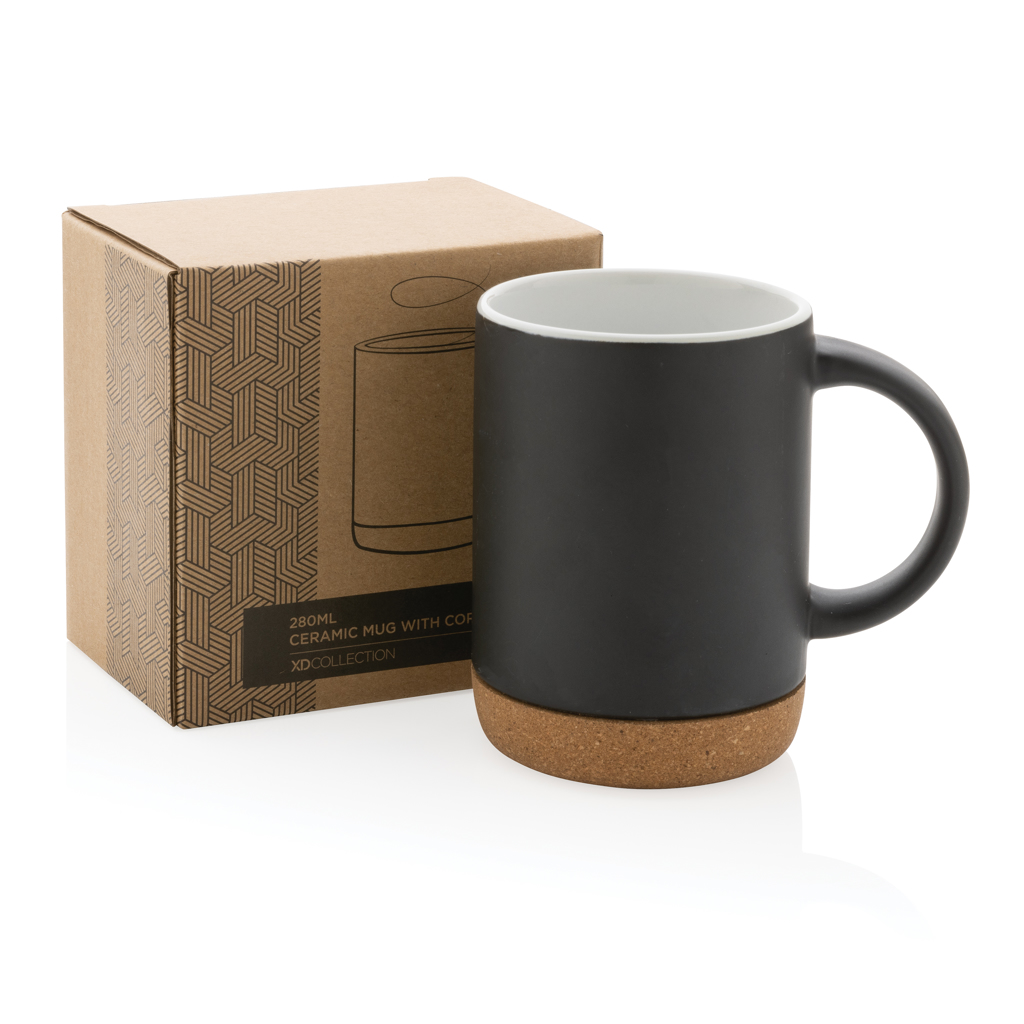 Taza de cerámica con base de corcho 280ml.