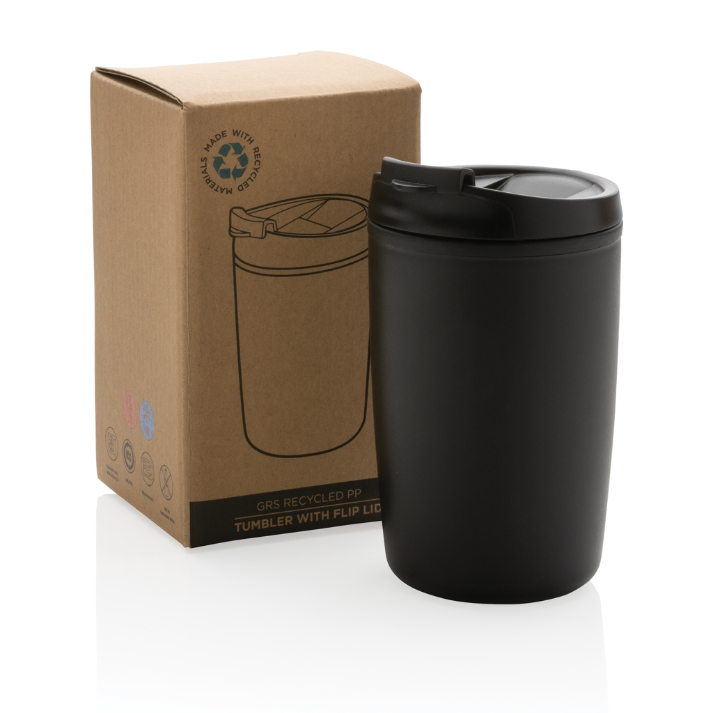 Taza de PP reciclado GRS con tapa de seguridad