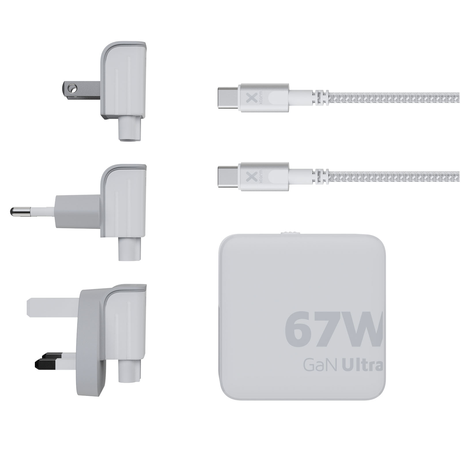 Cargador de viaje de 67 W con cable USB-C PD de 100 W Xtorm XVC2067 GaN Ultra