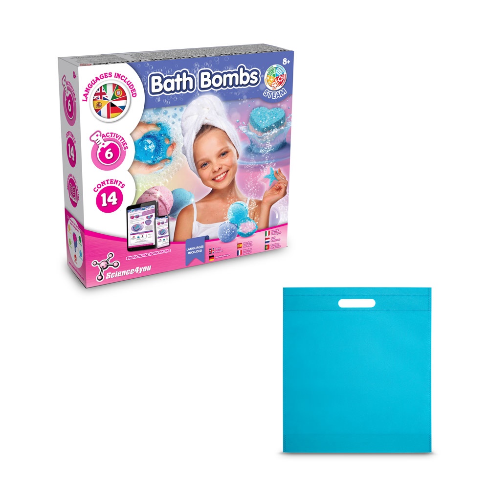 Bath Bombs Kit IV. Juguete educativo suministrado con una bolsa de regalo de non woven (80 g/m²)